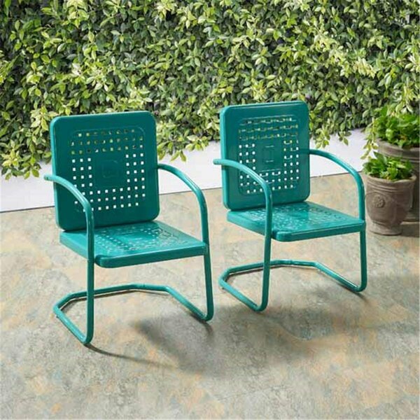 Crosley 35 x 22 x 22 in. Bates Metal Chair - Turquoise, 2PK CO1025-TU